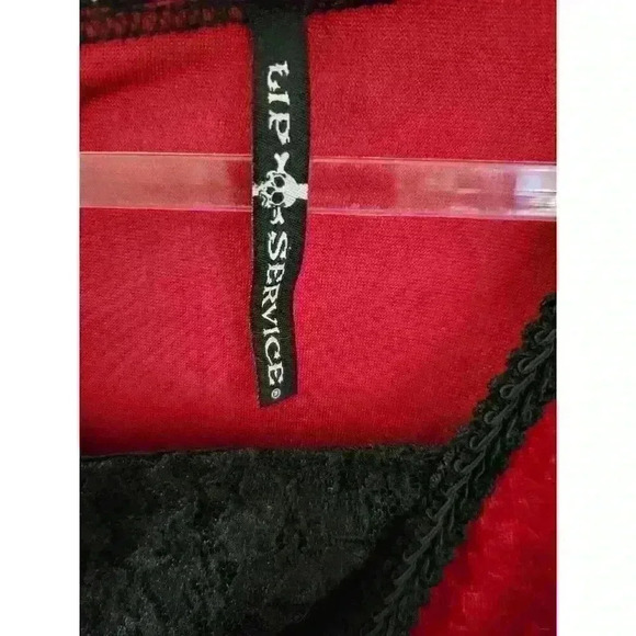 Lip Service VTG Gothic Faux Corset Velvet Cosplay Costume Front Tie Red Size XL - Picture 5 of 11